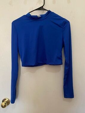 Cobalt Blue Long Sleeve Cropped Top